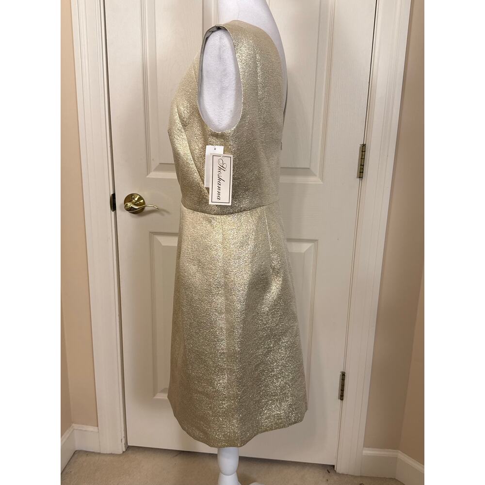 NWT Shoshanna Gold Metallic Sheath Dress Holiday Cocktail Party Size 8 - Picture 5 of 10